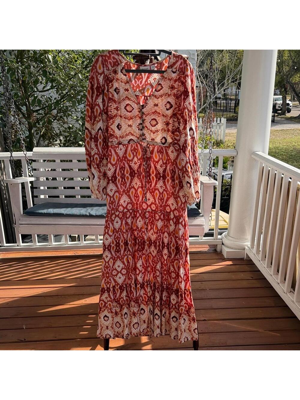 Avenue Red and White Long Sleeve Dress, size 18